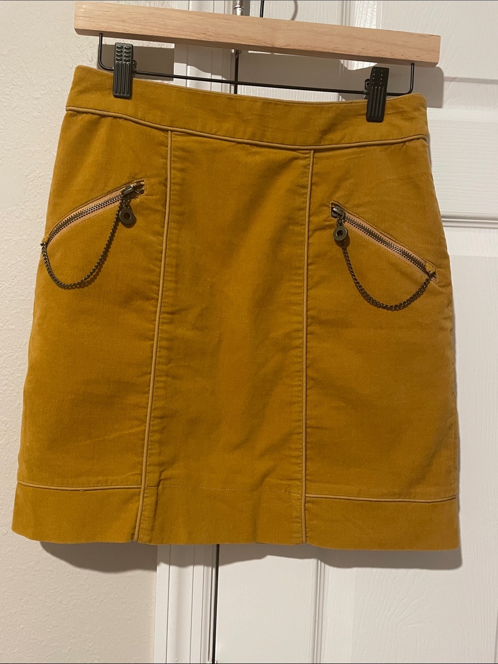 Mustard Mini Skirt with Zip Pocket Detail Size 0
